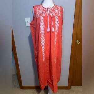 🆕 Simply Southern Cherry‎ red embroidered tassel dress size S BIN O